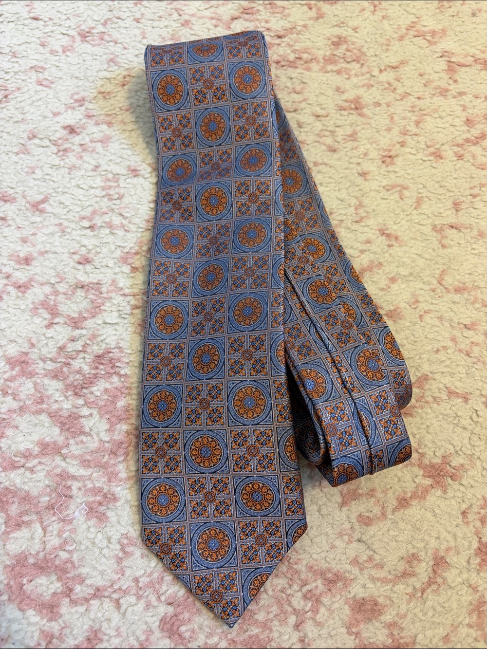 Classic Blue and Orange Medallion Men's Tie